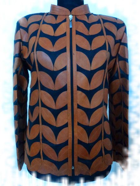Leather Leaf Jacket Women Design Genuine Short Zip Up Light Lightweight