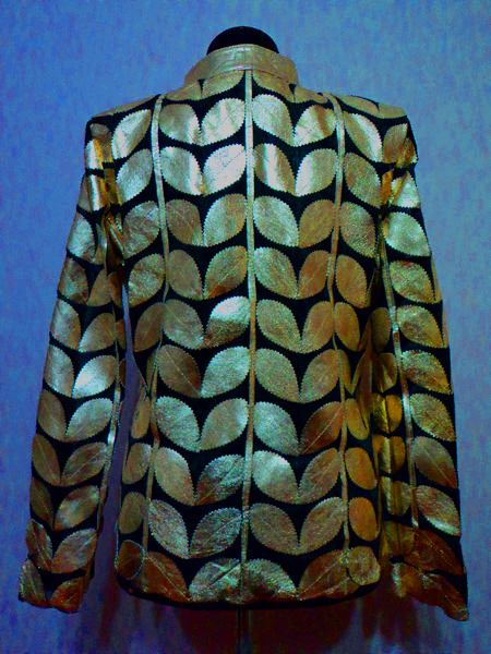 Gold Leather Leaf Jacket for Women